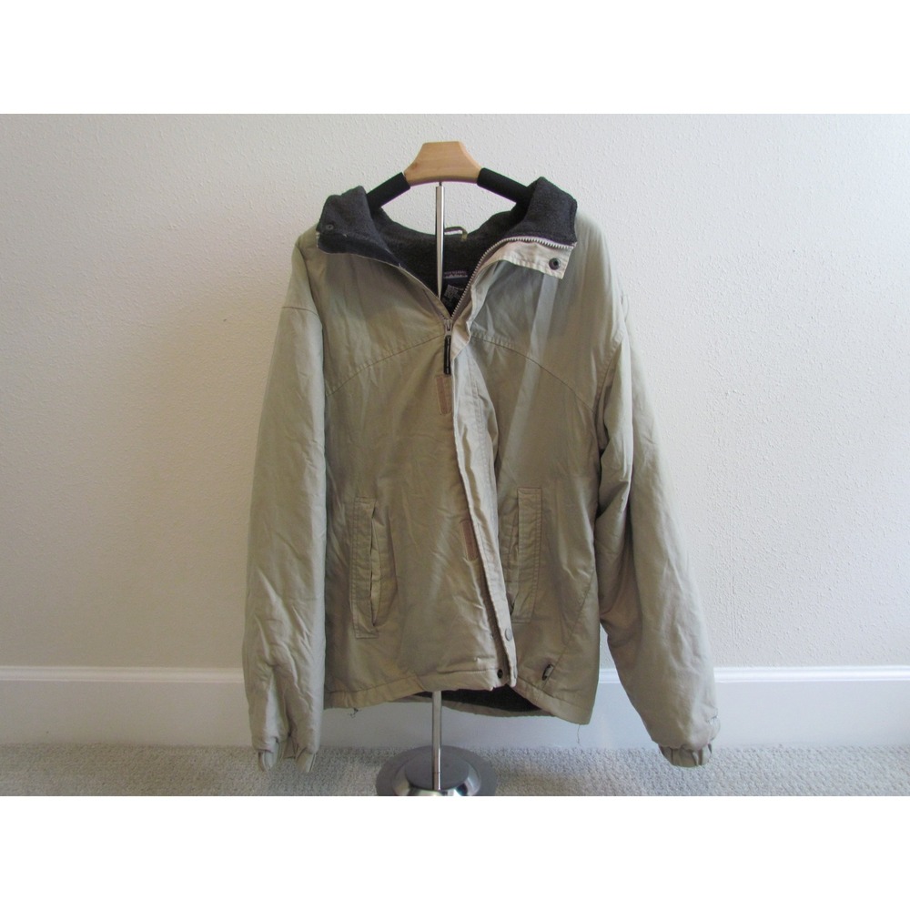 White Sierra Hooded Jacket Size M Tan Fleece Lined Gorpcore Outdoor Utility